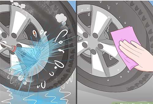 مراحل کارواش: خشک کردن چرخ خودرو